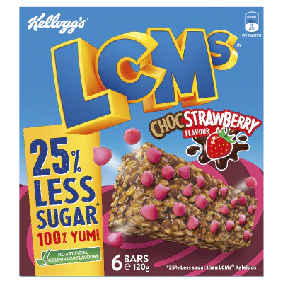Kellogg's LCMs Choc Strawberry Flavour 25% Less Sugar Rice Bubble Bars 120g
