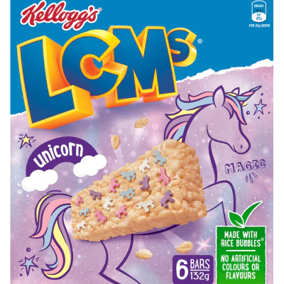 Kellogg's LCMs Unicorn Magic Rice Bubble Bars 6 x 22g
