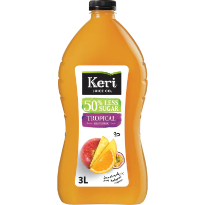 Keri Tropical 50% Less Sugar Fruit Drink 3l