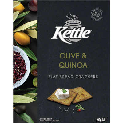 Kettle Chip Company Olive & Quinoa Flat Bread Crackers 150g