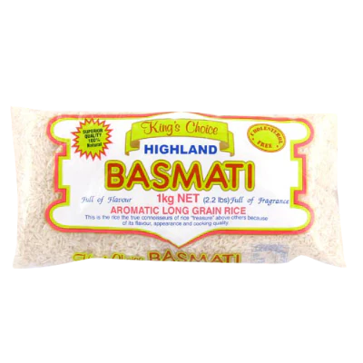 King's Choice Highland Basmati Aromatic Long Grain Rice 1kg