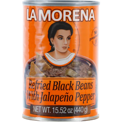 La Morena Jalapeno Black Refried Beans 440g