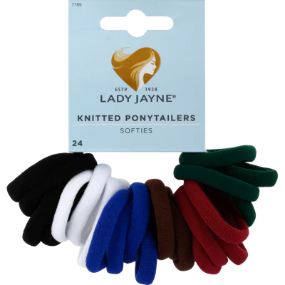 Lady Jayne Black Knitted Ponytailers 24ea