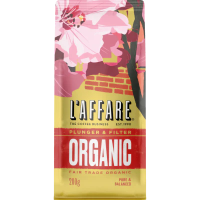 L'affare Plunger & Filter Organic Fair Trade Coffee 200g