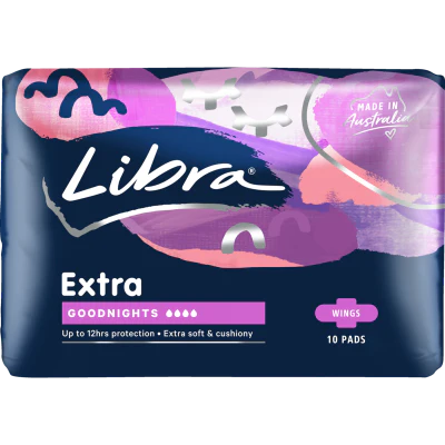 Libra Extra Goodnights Pads With Wings 10pk