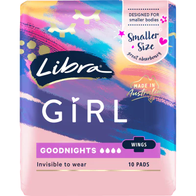 Libra Girl Goodnights Pads With Wings 10pk