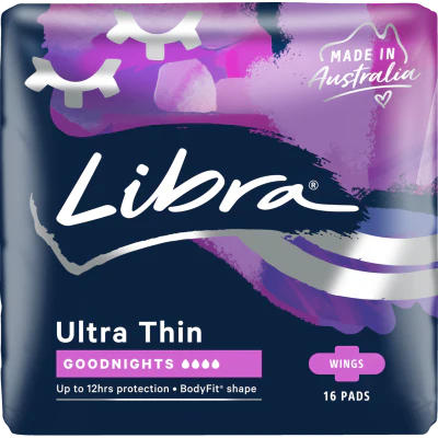 Libra Ultra Thin Goodnights Pads With Wings 16pk