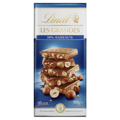 Lindt Les Grandes Hazelnut Milk Chocolate Block 150g