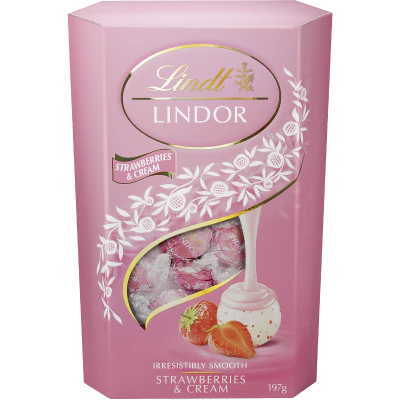 Lindt Lindor Strawberries & Cream Chocolates 197g