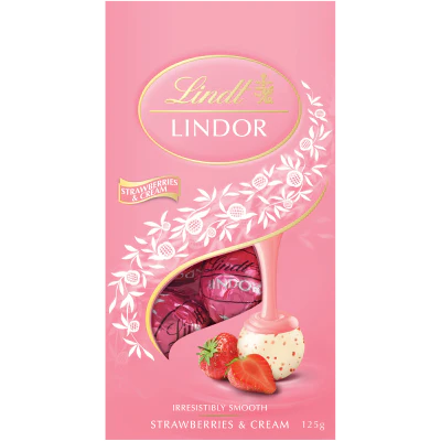 Lindt Lindor Strawberry & Cream Chocolates 125g