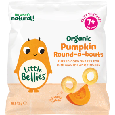 Little Bellies Organic Pumpkin Round-A-Bouts 7+ Months 12g