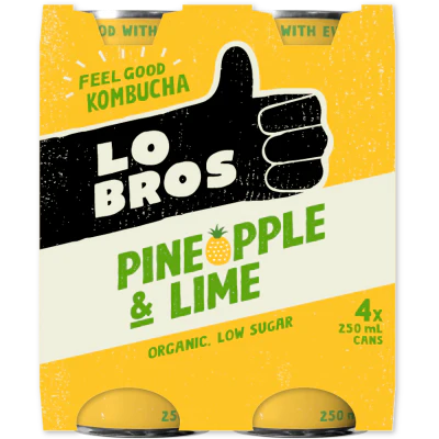 Lo Bros Pineapple & Lime Kombucha 4 x 250ml