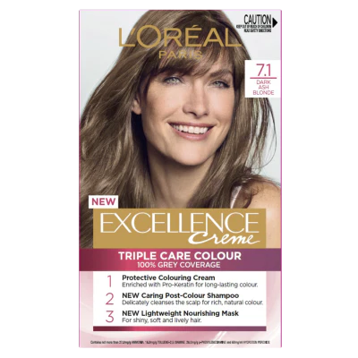 L'Oreal Paris Excellence Creme 7.1 Dark Ash Blonde Hair Colour ea