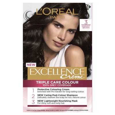 L'Oreal Paris Excellence Darkest Brown #3 Hair Colour ea