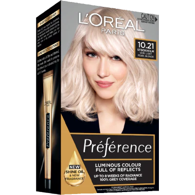 L'Oreal Paris Preference 10.21 Stockholm Very Light Pearl Blonde Hair Colour 1pk