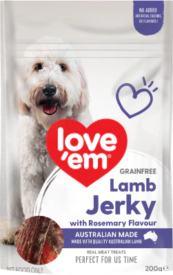 Love'em Grainfree Dog Treats Lamb Jerky With Rosemary Flavour 200g