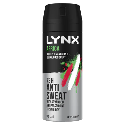Lynx Africa Squeezed Mandarin & Sandalwood Scent 72hr Antiperspirant 165ml