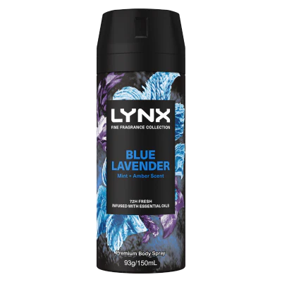 Lynx Blue Lavender Mint + Amber Scent 72hr Deodorant Bodyspray 150ml