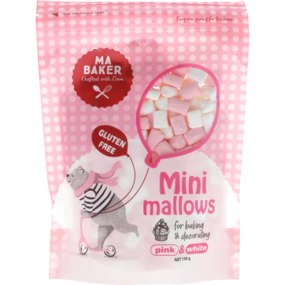 Ma Baker Pink & White Mini Mallows 150g