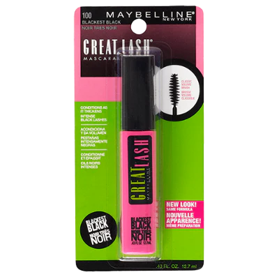 Maybelline New York Great Lash 100 Blackest Black Mascara ea