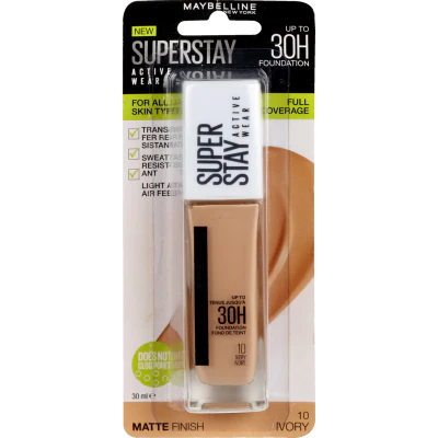 Maybelline New York Superstay Active Wear Ivory 10 Full Coverage Foundation 1pk