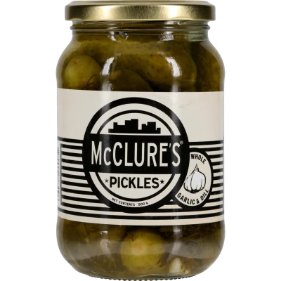 McClures Pickles Whole Garlic & Dill Gherkins 500g