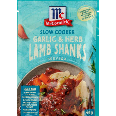 McCormick Slow Cooker Garlic & Herb Lamb Shanks Recipe Base 40g