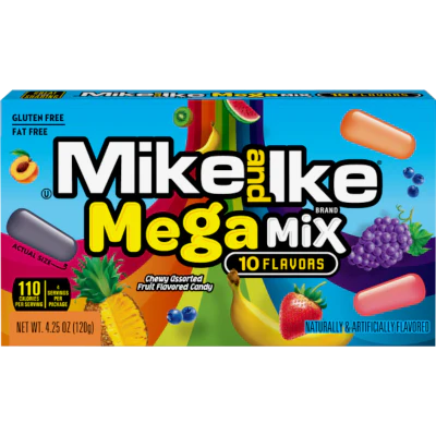 Mike and Ike Mega Mix 10 Flavors Chewy Candies 120g