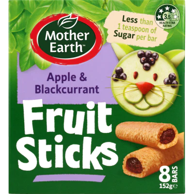 Mother Earth Apple & Blackcurrant Fruit Sticks 8 x 19g