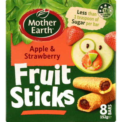 Mother Earth Apple & Strawberry Fruit Sticks 8 x 19g