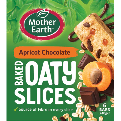 Mother Earth Apricot Chocolate Baked Oaty Slices 6 x 40g