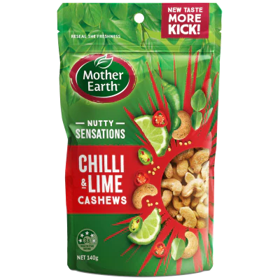 Mother Earth Nutty Sensations Chilli & Lime Cashews 140g