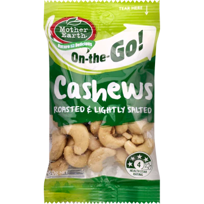 Mother Earth On The Go! Roasted & Lightly Salted Cashews 50g