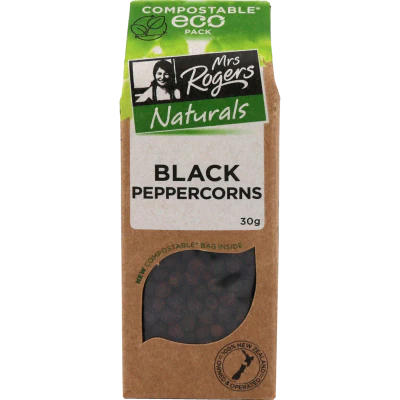 Mrs Rogers Eco Black Peppercorns 30g