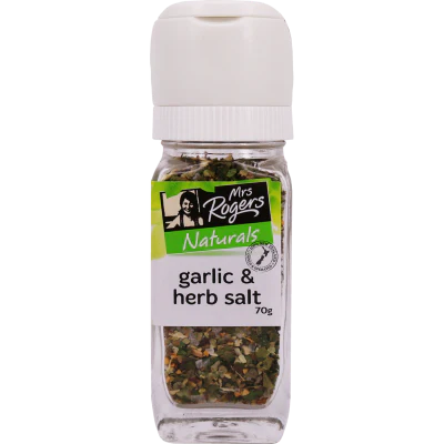 Mrs Rogers Naturals Garlic & Herb Salt Grinder Small 70g