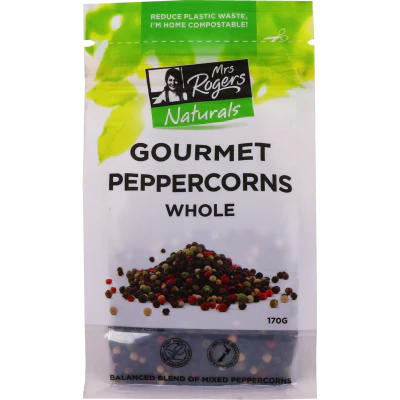 Mrs Rogers Naturals Whole Gourmet Peppercorns 170g