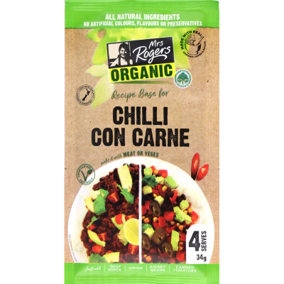 Mrs Rogers Organic Chilli Con Carne Recipe Base 34g