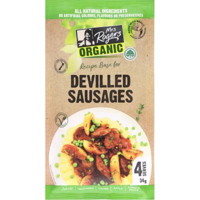 Mrs Rogers Organic Devilled Sausages Recipe Base 34g