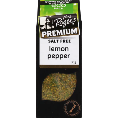 Mrs Rogers Premium Lemon Pepper Salt Free ECO Pack 35g