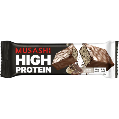 Musashi Cookies & Cream Flavour High Protein Bar 90g