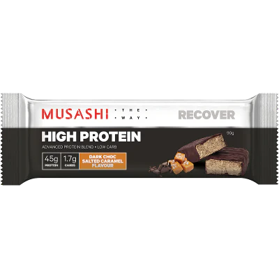 Musashi Dark Choc Salt Caramel P45 High Protein Lo Carb 90g