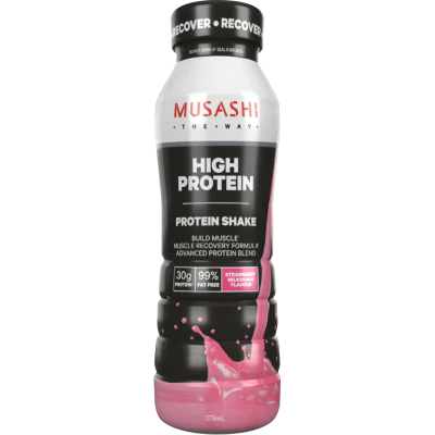 Musashi Strawberry Milkshake Flavour High Protein Milk Drink 375ml