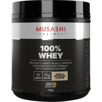 Musashi Vanilla Milkshake Flavour 100% Whey Powder 330g