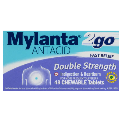 Mylanta 2Go Double Strength Chewable Tablets 48pk