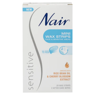 Nair Mini Wax Strips For Face & Sensitive Areas 20pk