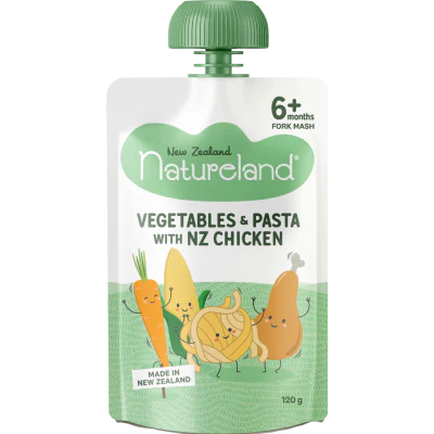 Natureland Vegetables & Pasta With NZ Chicken 6+ Months 120g