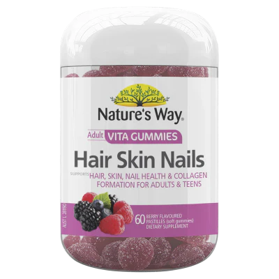 Nature's Way Hair Skin Nails Berry Flavoured Adult Vita Gummies 60pk