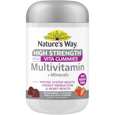 Nature's Way High Strength Multivitamin + Minerals Strawberry Flavoured Adult Vita Gummies 65pk