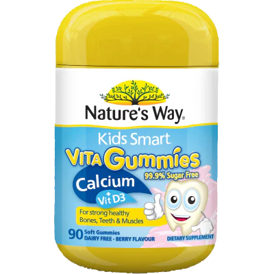 Natures Way Kids Smart Calcium + Vit D Berry Flavour Soft  Vita Gummies 90pk