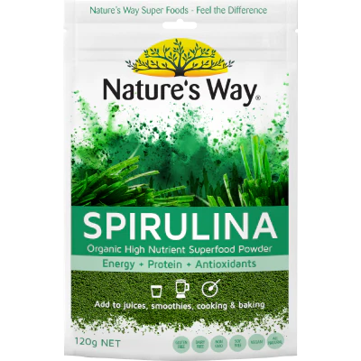 Nature's Way Spirulina Organic High Nutrient Superfood Powder 120g